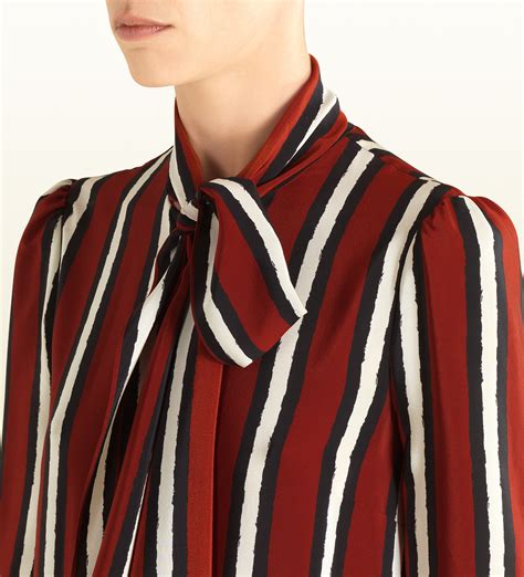 gucci black and gold striped blouse|Gucci inspired blouses.